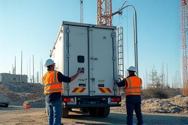 Mobile tower installation team at work
